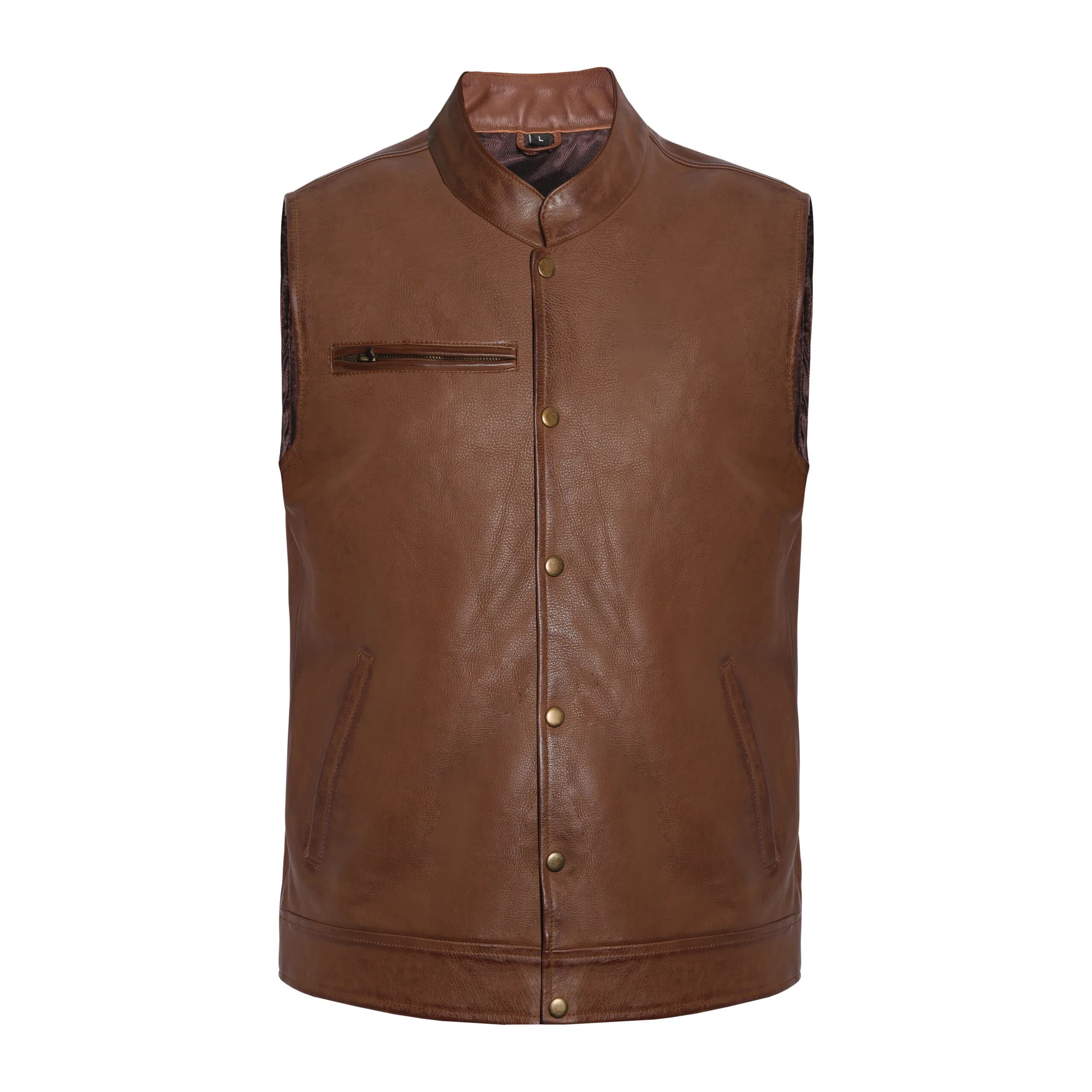 Men's Brown Leather Motorcycle Vest