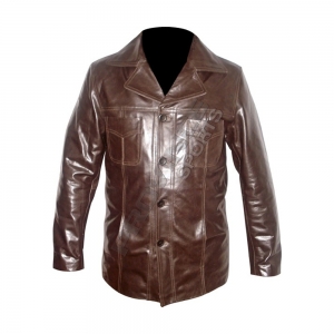 Fashion Leather Jacket Dark Brown-PS-030